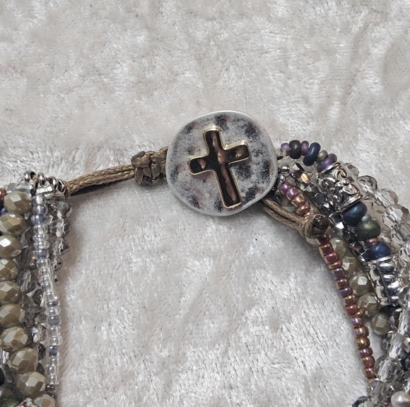 Prayer Bracelet 7.5 in & 50 year Anniversary Gold Tone Cross Book Mark - Picture 3 of 8